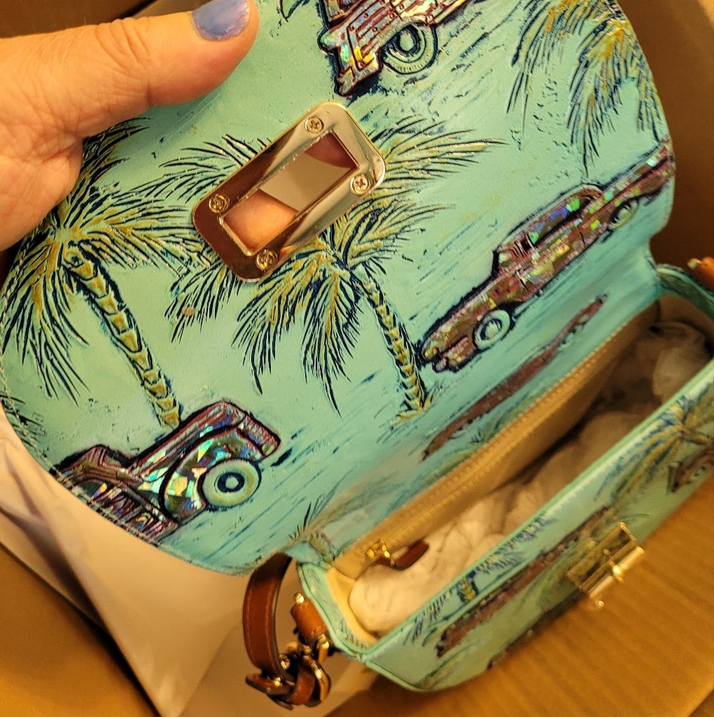 Brahmin BRIAR Copa Cabana Blue Crossbody Bag with Gold Turn-Lock Nwt - Picture 4 of 11